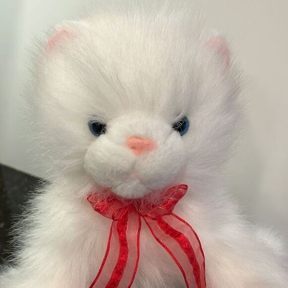 Animal Express Plush Cat Hand Puppet White Kitten Stuffed Blue Eyes Pink… - Picture 3 of 6